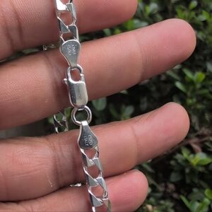 Sterling Silver Square Curb Diamond Cut Ten Sided  5.8mm Bracelet - 762